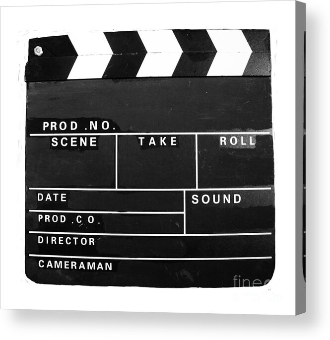 Movie Acrylic Print featuring the photograph Film Movie Video production Clapper board by Tom Conway