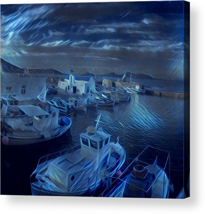 Colette Acrylic Print featuring the photograph Fish harbour Paros Island Greece by Colette V Hera Guggenheim