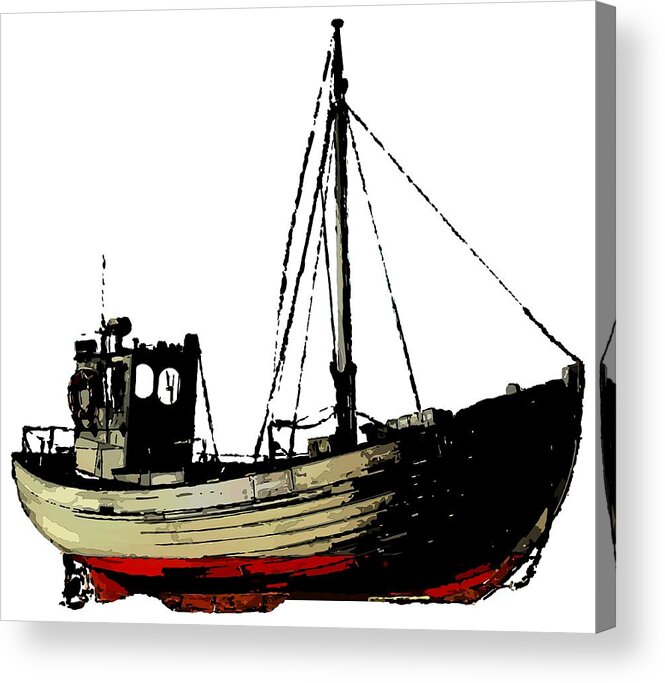 Fishing Acrylic Print featuring the digital art Fishing Boat by Piotr Dulski