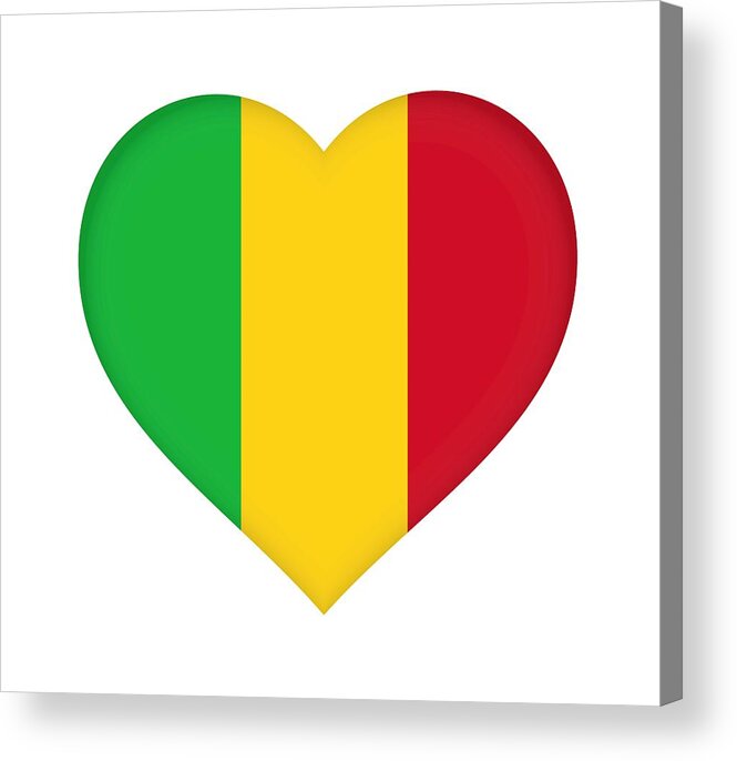 Africa Acrylic Print featuring the digital art Flag of Mali Heart by Roy Pedersen