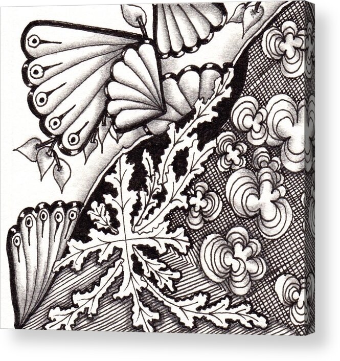 Zentangle Acrylic Print featuring the drawing Four Seasons by Jan Steinle