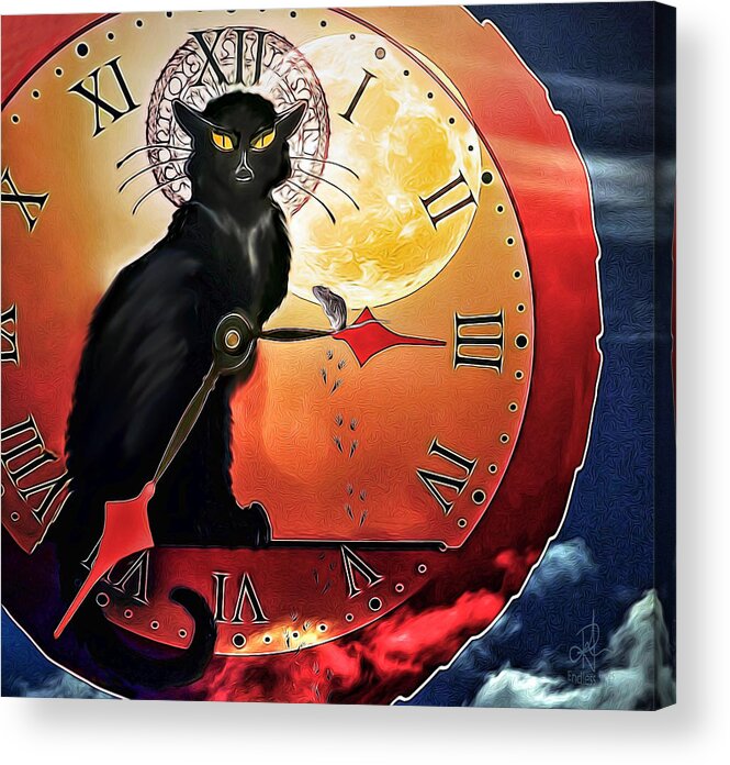 Cat Acrylic Print featuring the digital art Hickory Dickory Dock by Pennie McCracken