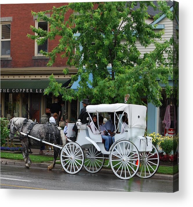 Horse And White Buggy Acrylic Print featuring the photograph Horse and White Buggy by Nancy Bradley