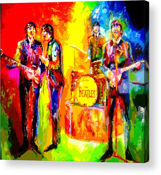 Palette Knife Painting Impressionistic Beatles Acrylic Print featuring the painting Impressionistc Beatles by Leland Castro