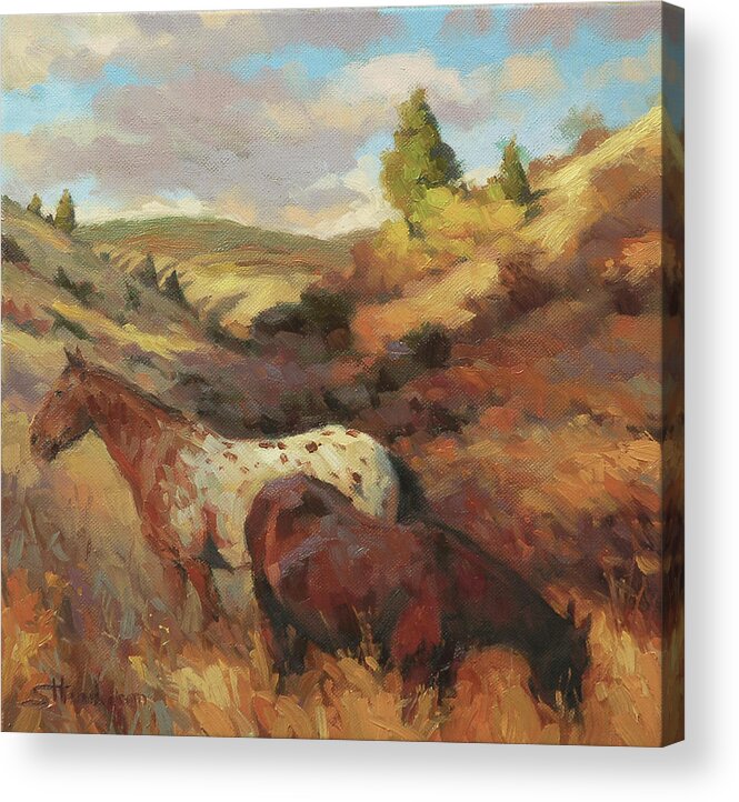 Horse Acrylic Print featuring the painting In the Hollow by Steve Henderson