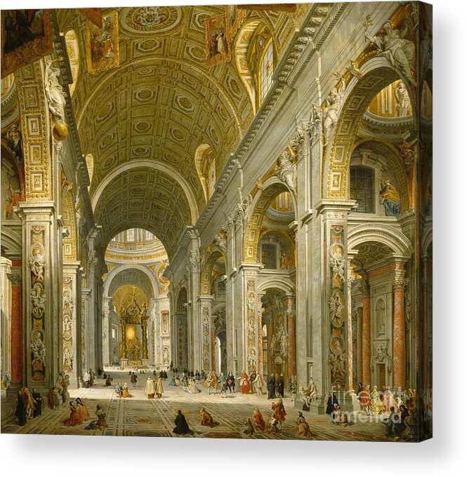 Interior Acrylic Print featuring the painting Interior of St. Peter's - Rome by Giovanni Paolo Panini