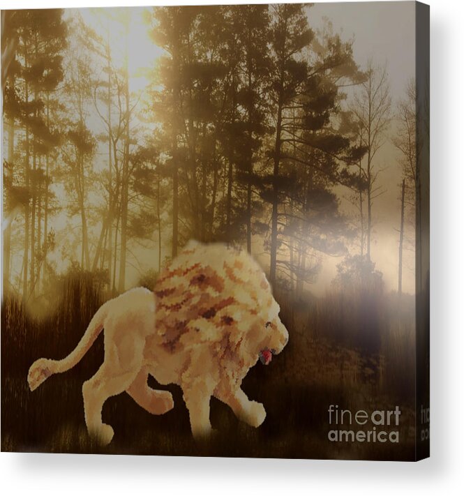 Animal Acrylic Print featuring the painting King Of The Jungle by Belinda Threeths