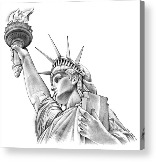 American Icon Acrylic Print featuring the drawing Lady Liberty by Greg Joens