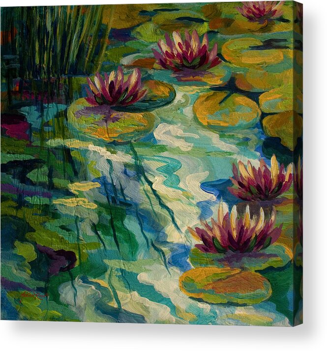 Water Lily Acrylic Print featuring the painting Lily Pond II by Marion Rose