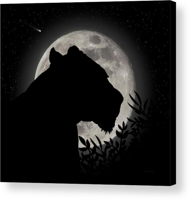 2d Acrylic Print featuring the digital art Lion Silhouette by Brian Wallace