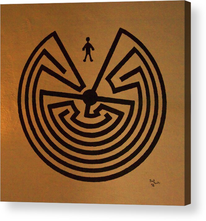Maze Acrylic Print featuring the photograph Man in Maze by Tom Singleton