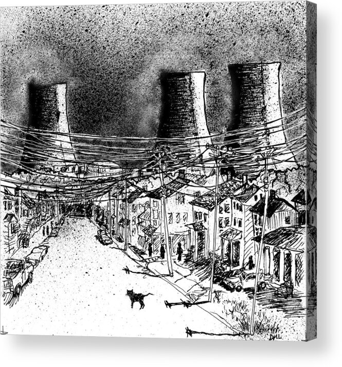 Nuclear Acrylic Print featuring the drawing Nuclear Kitty by Diana Ludwig