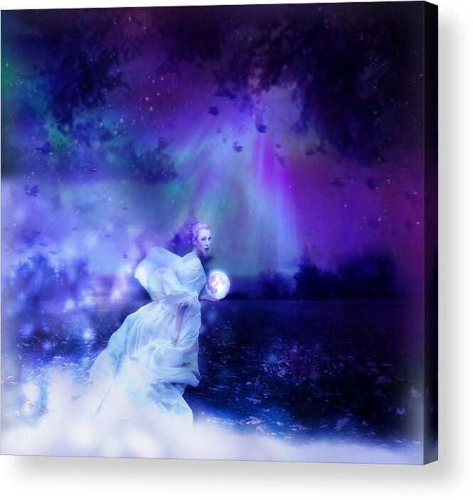 Woman Acrylic Print featuring the digital art Nymph of December by Lilia D