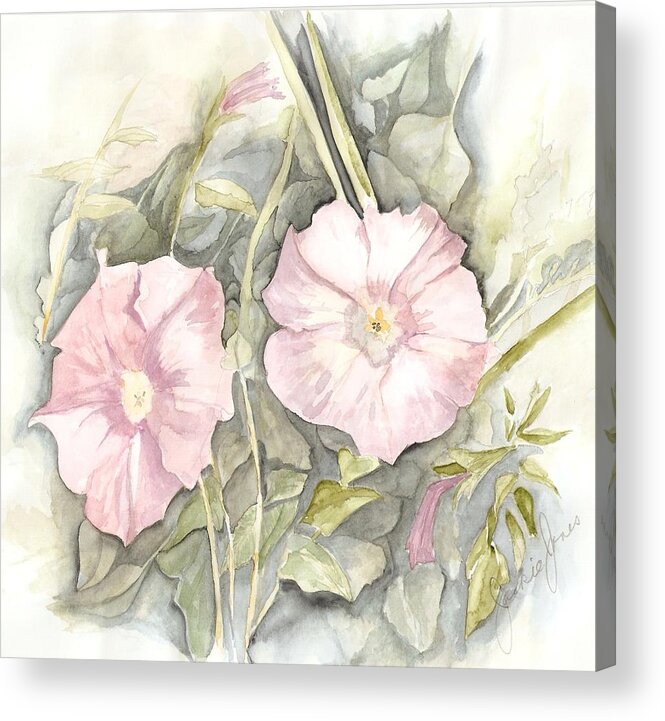 Petunias Acrylic Print featuring the painting Petunias by Jackie Mueller-Jones