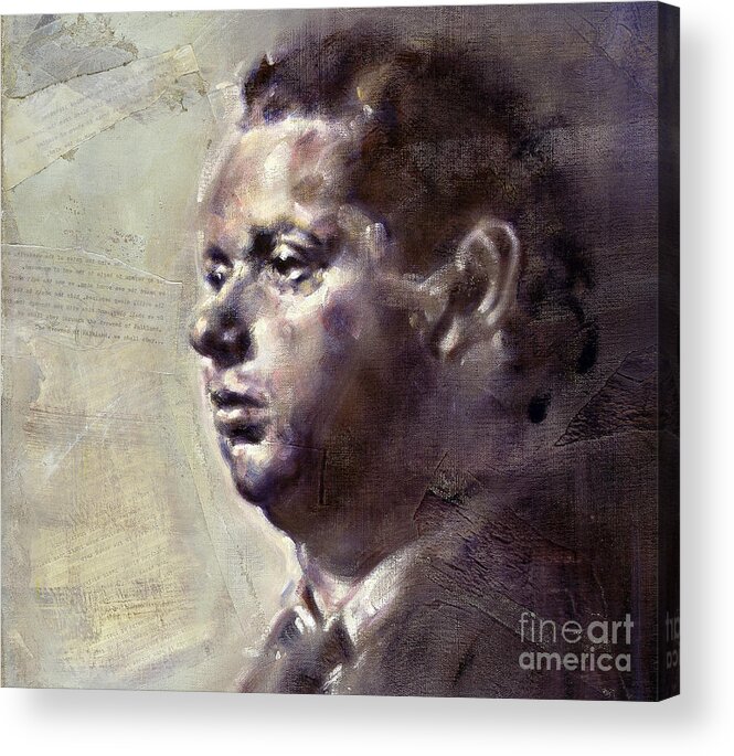 Portrait Acrylic Print featuring the painting Portrait of Dylan Thomas by Ritchard Rodriguez