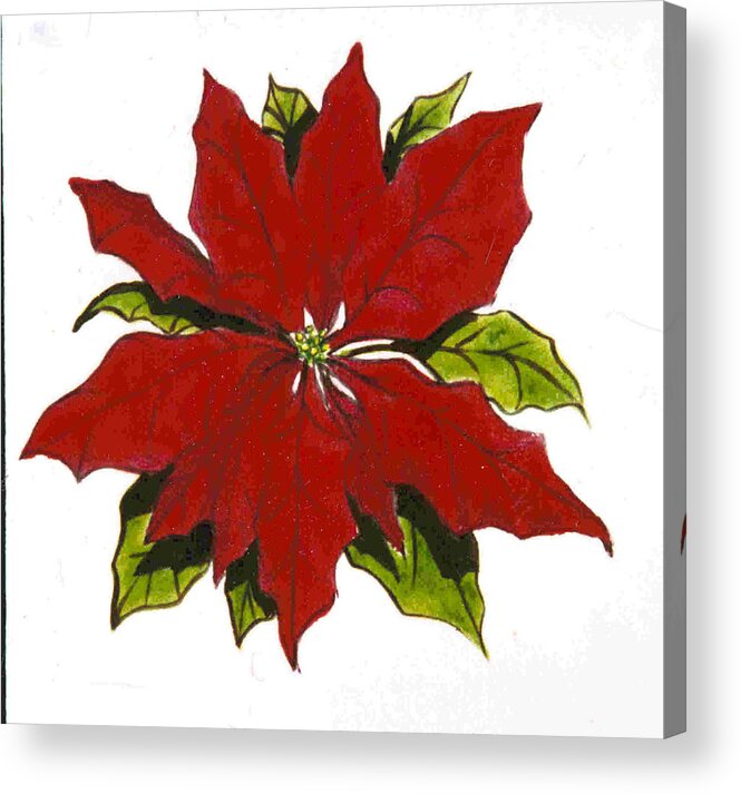 Red Flowers Acrylic Print featuring the painting Red Poinsettia by Dy Witt