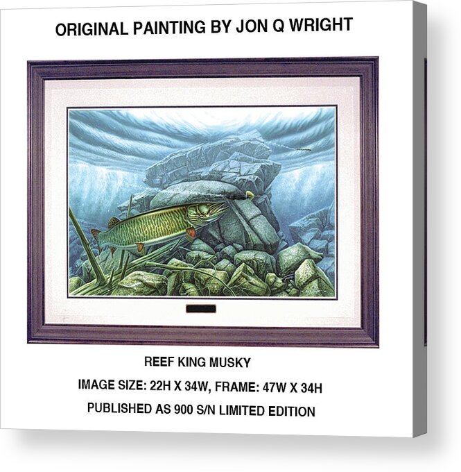 Jon Q Wright Acrylic Print featuring the painting Reef King Musky by JQ Licensing