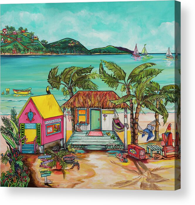 Caribbean Art Acrylic Print featuring the painting Salty Kisses smaller version by Patti Schermerhorn