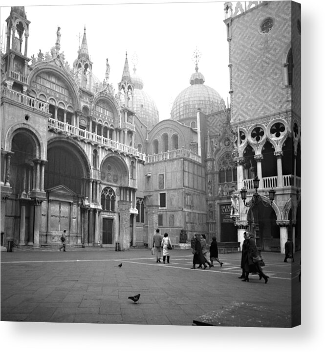 Ancient Acrylic Print featuring the photograph San Marco Piazza and Basilica in Venice by Emanuel Tanjala