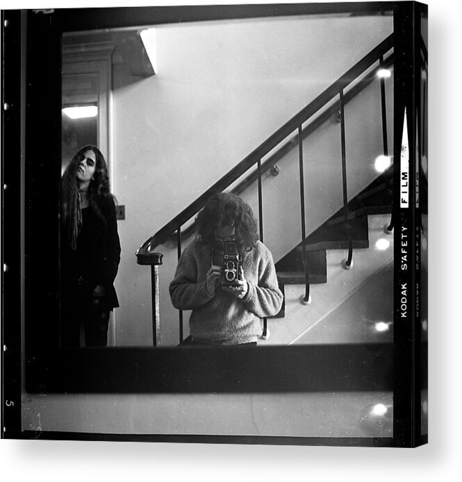 Self-portrait Acrylic Print featuring the photograph Self-Portrait, with Woman, in Mirror, Full Frame, 1972 by Jeremy Butler