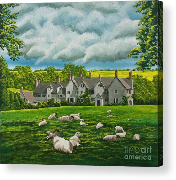 English Painting Acrylic Print featuring the painting Sheep in Repose by Charlotte Blanchard