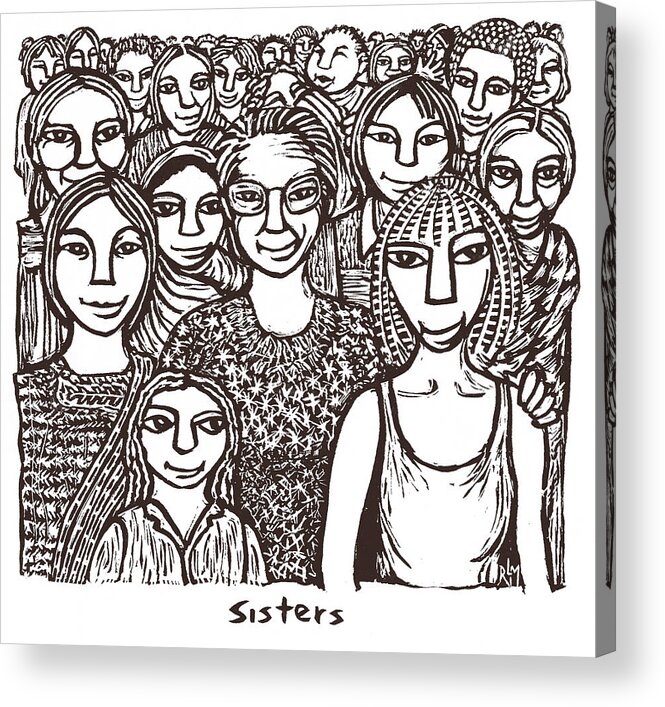 Sisters Acrylic Print featuring the mixed media Sisters by Ricardo Levins Morales