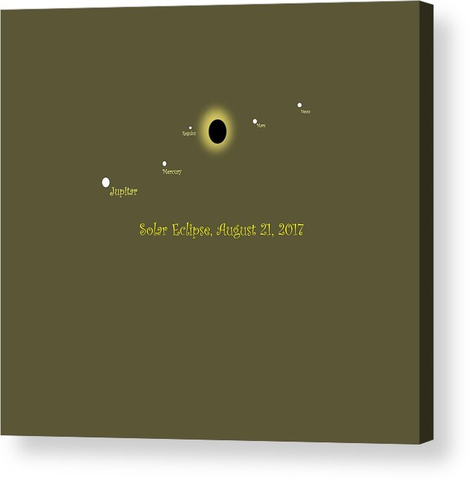 Solar Acrylic Print featuring the digital art Solar Eclipse with planets and stars by Cathy Harper