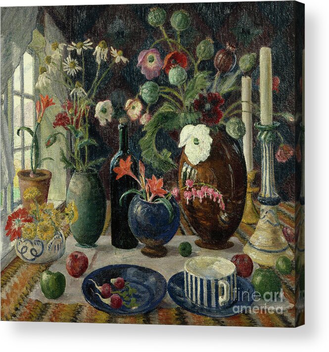 Nikolai Astrup Acrylic Print featuring the painting Still life by O Vaering