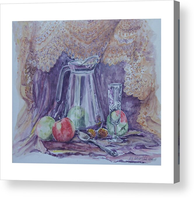 Still Life Acrylic Print featuring the painting Still life with apples by Rita Fetisov