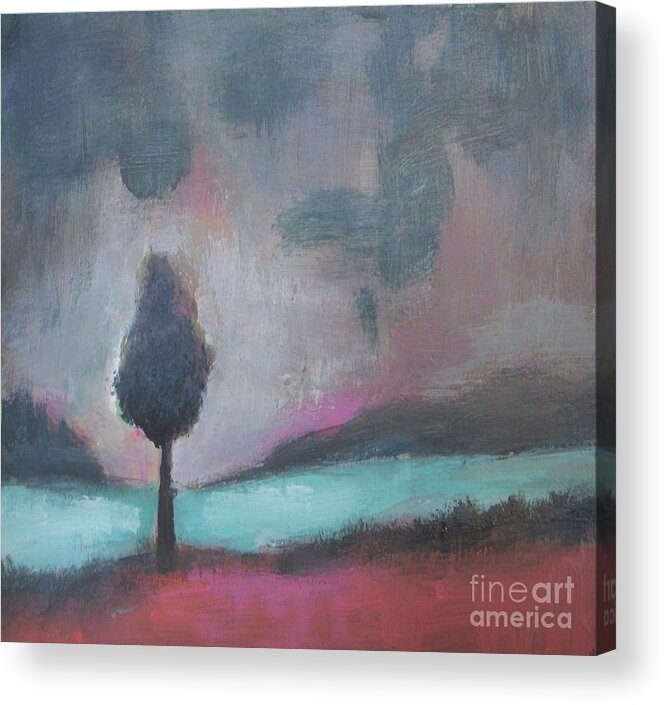 Abstract Landscape Acrylic Print featuring the painting Stormy sky by Vesna Antic