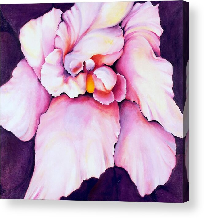 Orcdhid Bloom Artwork Acrylic Print featuring the painting The Orchid by Jordana Sands