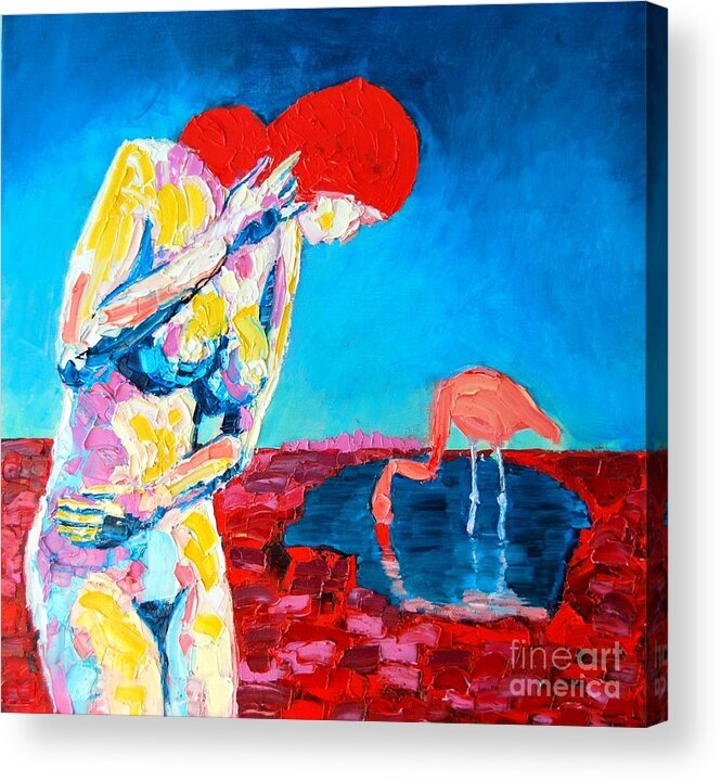  Acrylic Print featuring the painting Thinking woman by Ana Maria Edulescu