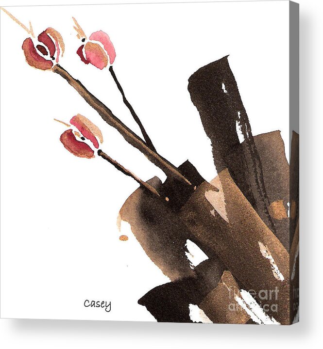 Sumi Acrylic Print featuring the painting Tulips Three by Casey Shannon