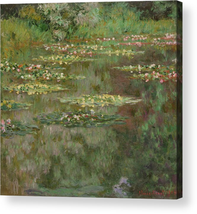 French Acrylic Print featuring the painting Waterlilies or The Water Lily Pond by Claude Monet