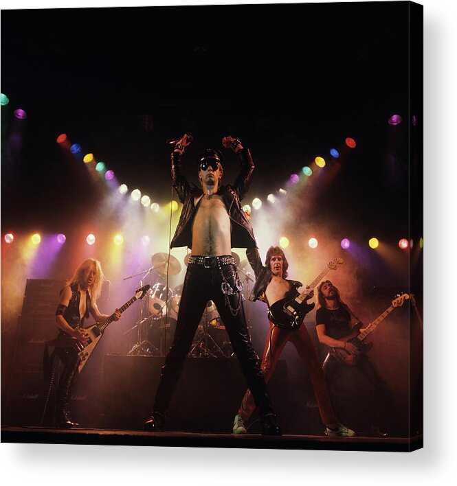 People Acrylic Print featuring the photograph Judas Priest Album Cover Shoot #1 by Fin Costello