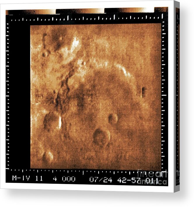 14 July 1965 Acrylic Print featuring the photograph Mariner Crater On Mars #1 by Nasa/vrs/detlev Van Ravenswaay/science Photo Library