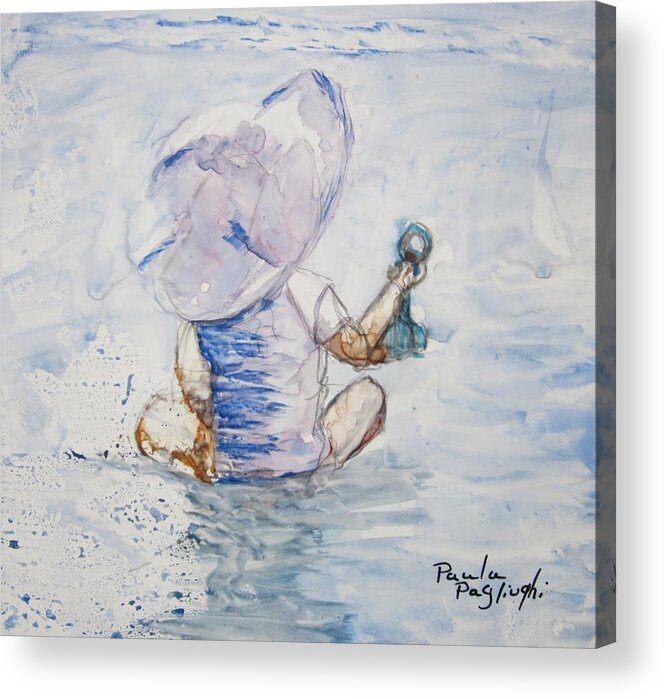 Painting Acrylic Print featuring the painting Brielle in the Water by Paula Pagliughi