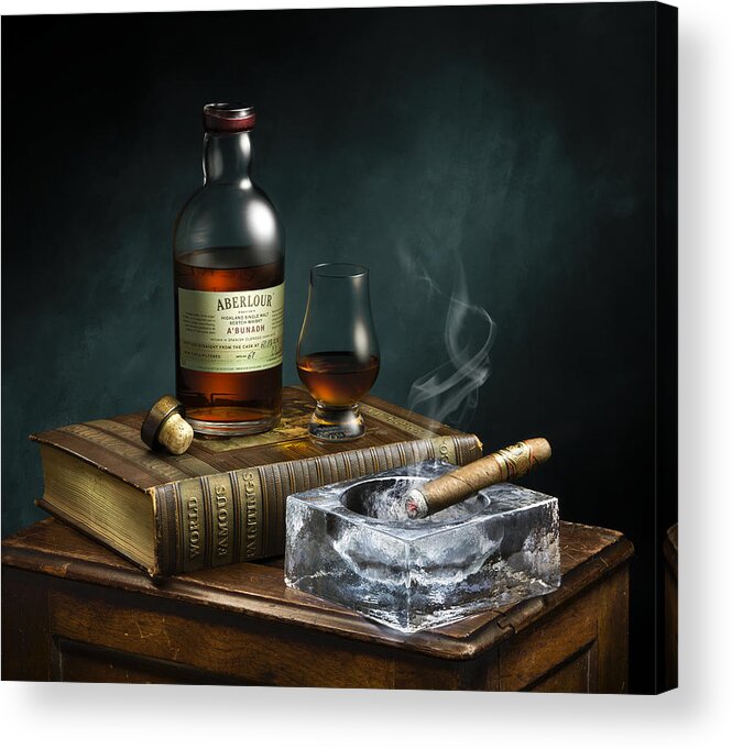 Cigar Acrylic Print featuring the photograph Evening Pleasures by Kirbyturnage