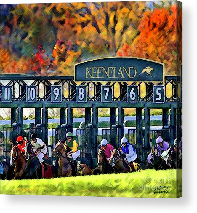 Keeneland Acrylic Print featuring the digital art Fall Racing at Keeneland by CAC Graphics