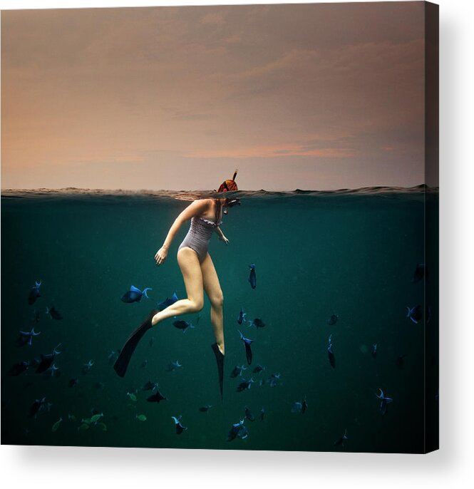#faatoppicks Acrylic Print featuring the photograph Girl Snorkelling by Rjw