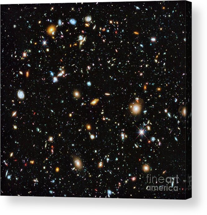 Hubble Ultra Deep Field Acrylic Print featuring the photograph Hubble Ultra Deep Field by Nasa, Esa, H. Teplitz And M. Rafelski (ipac/caltech), A. Koekemoer (stsci), R. Windhorst (arizona State University), And Z. Levay (stsci)/science Photo Library
