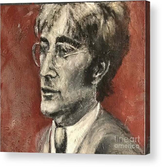 Man Portrait Gesicht Face Abstraktiv Beatle John Lennon Music Acrylic Print featuring the painting John Lennon by Art Ilse Schill