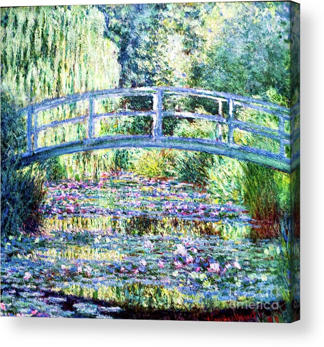 Monet Water Lily Pond Acrylic Print featuring the painting Water Lily Pond - Green Harmony by Monet by Claude Monet