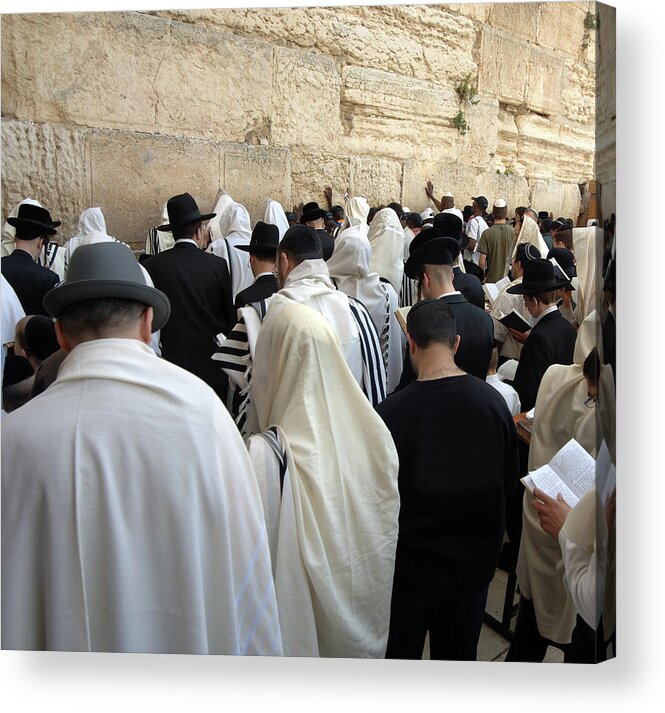 People Acrylic Print featuring the photograph People At Wailing Wall Of Jerusalem by Stevenallan