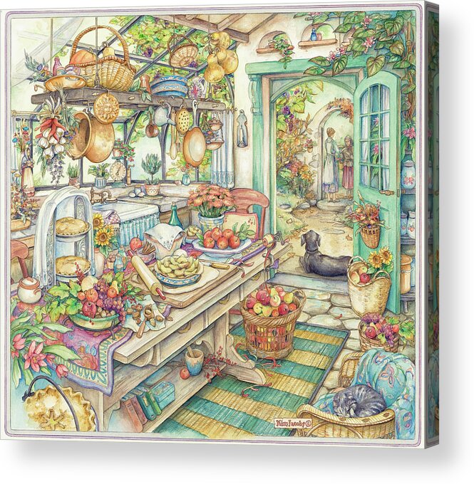Pie Kitchen Acrylic Print featuring the painting Pie Kitchen by Kim Jacobs