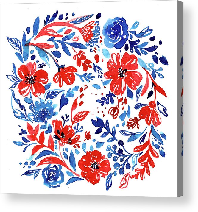 Red White & Blue 4 Acrylic Print featuring the painting Red White & Blue 4 by Irina Trzaskos Studio