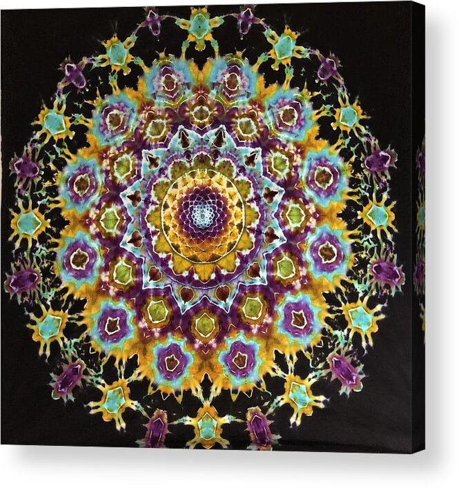 Rob Norwood Tie Dye Psychedelic Art Sacred Geometry Acrylic Print featuring the digital art Share on by Rob Norwood