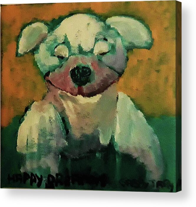 Pets Acrylic Print featuring the painting Sleepy by Gabby Tary