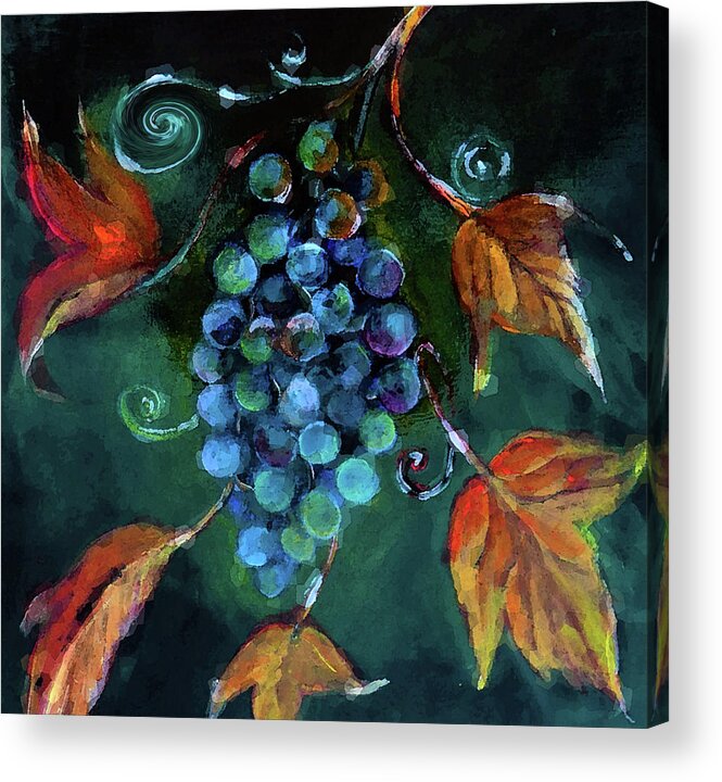 Grapes Acrylic Print featuring the digital art Thankful For Thy Gifts by Lisa Kaiser