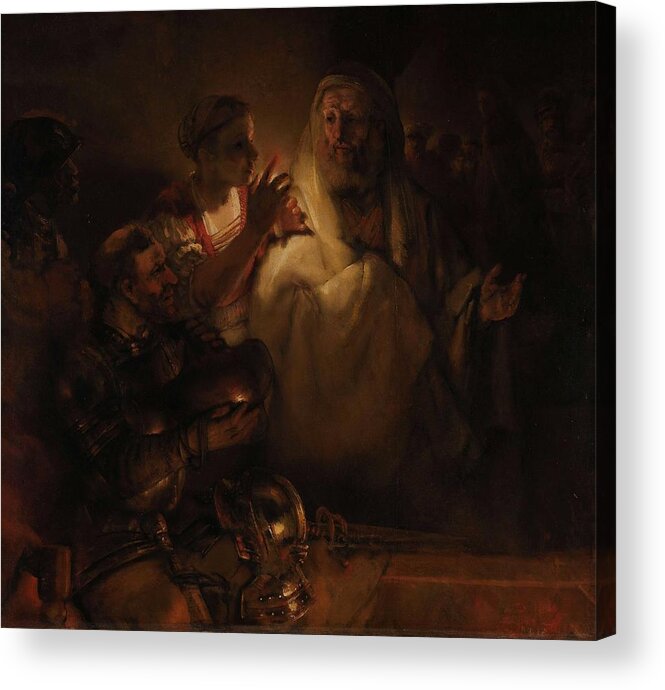 Man Acrylic Print featuring the painting The Denial of St Peter, Rembrandt Harmensz. van Rijn, 1660 by Rembrandt Harmensz
